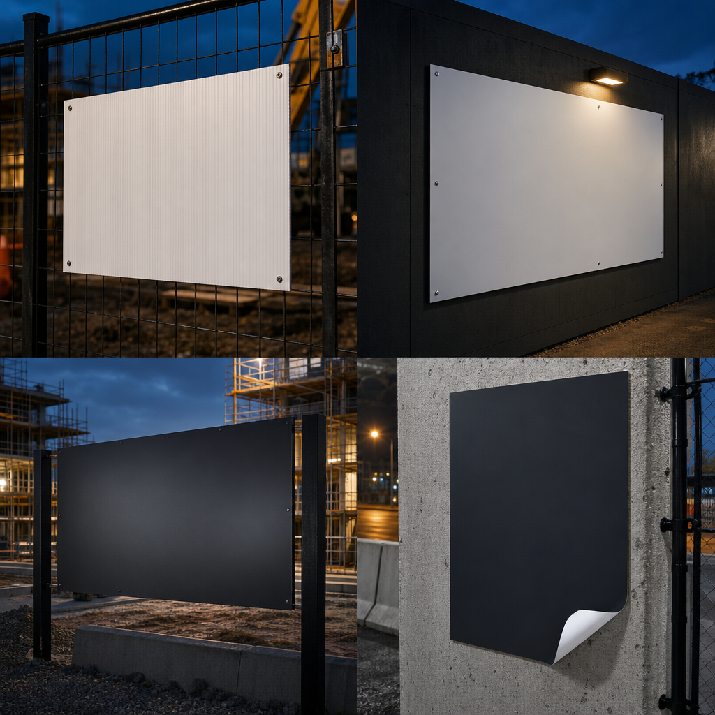 Construction sign materials and mounting examples