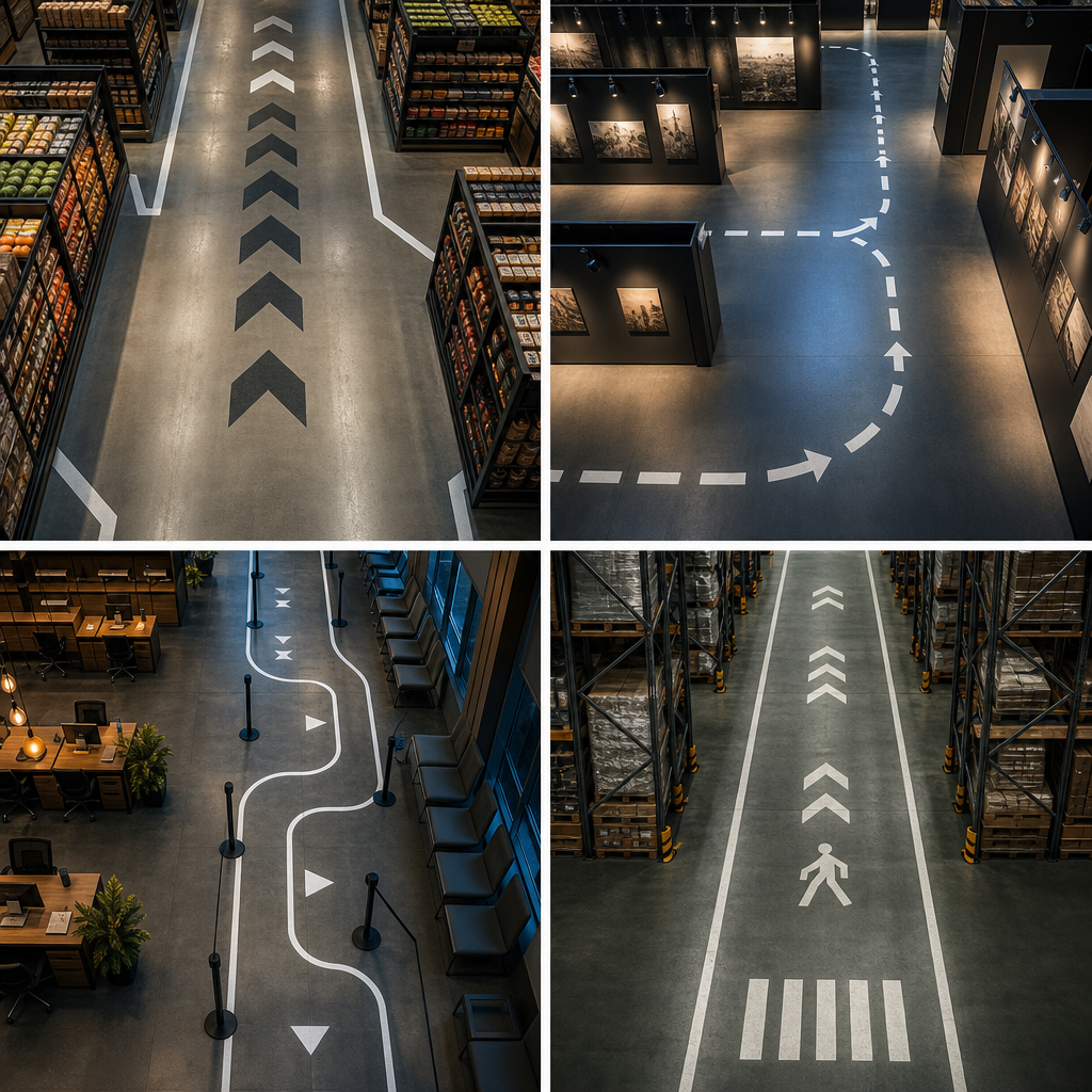 Floor graphic applications across commercial environments