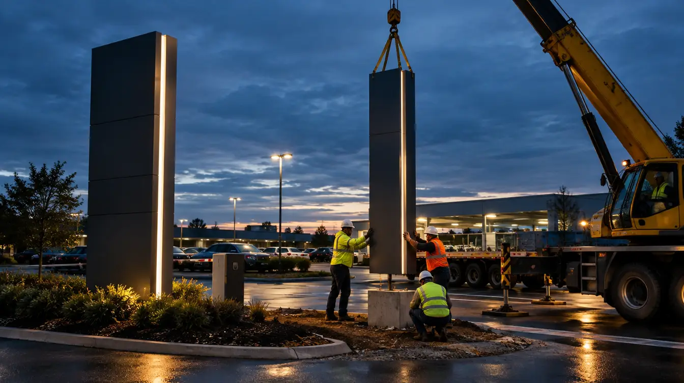 Pylon Sign Engineering and Installation: Footings, Wind Loads, Certification and What Happens on Site