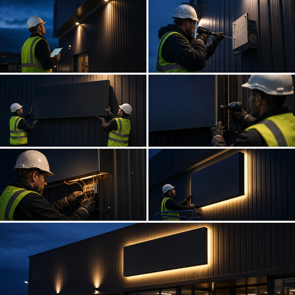 Professional sign installation process from survey to handover