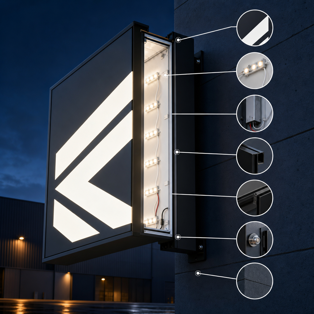 Components commonly inspected during commercial sign repairs