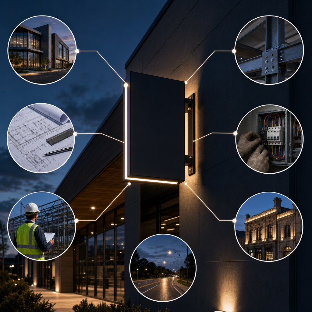 Approval categories connected to a commercial building sign