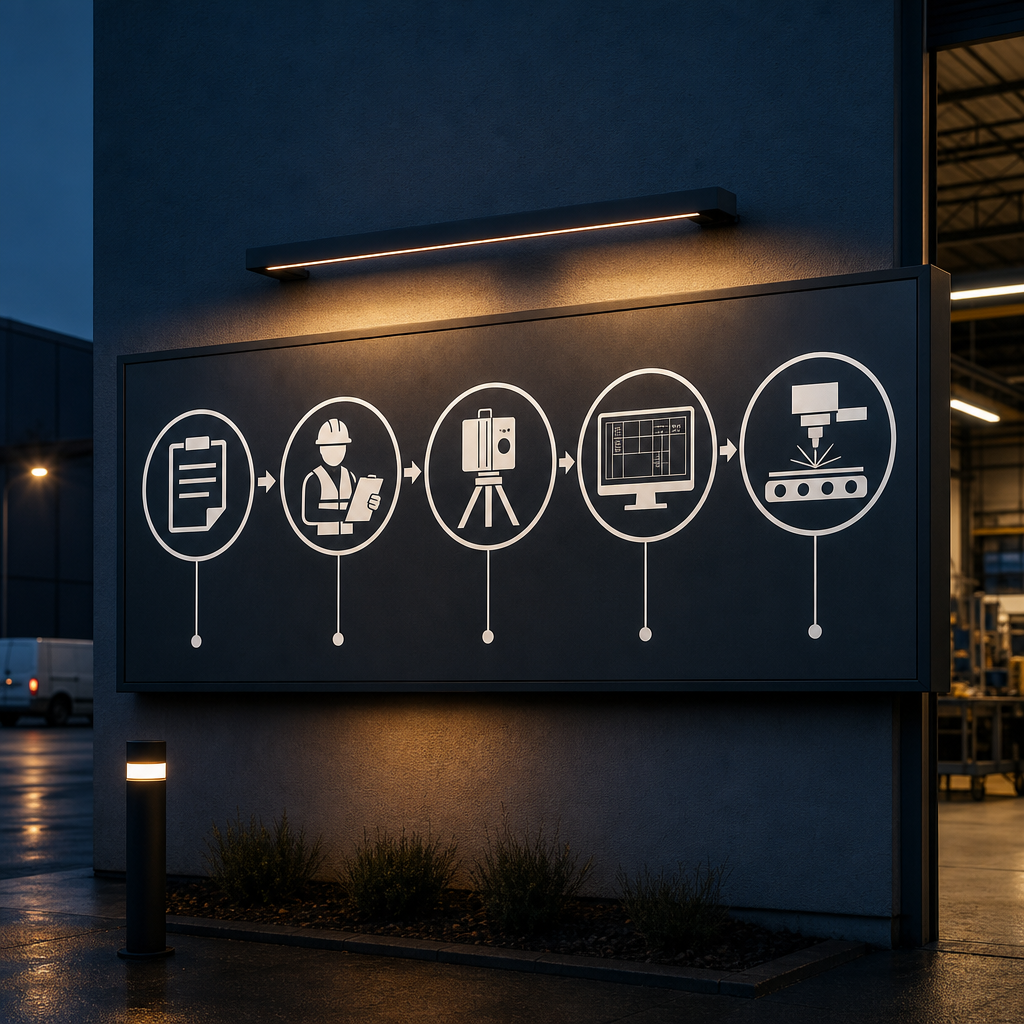Signage site survey process from briefing to manufacture