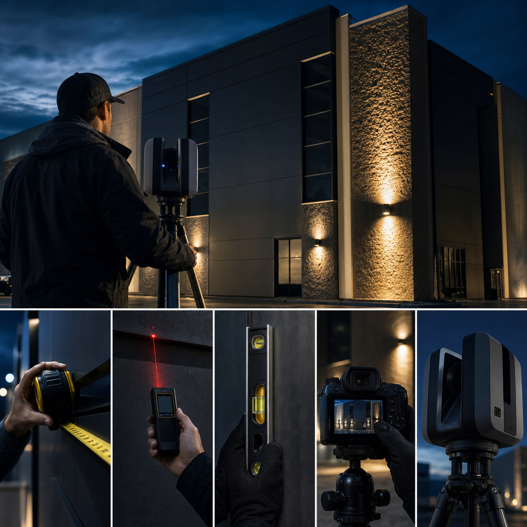 Measurement tools used during a signage site survey