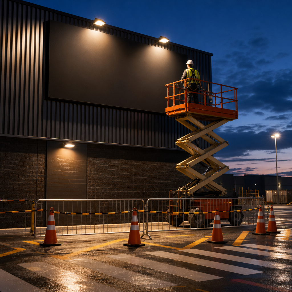 Access and safety factors around an elevated sign location